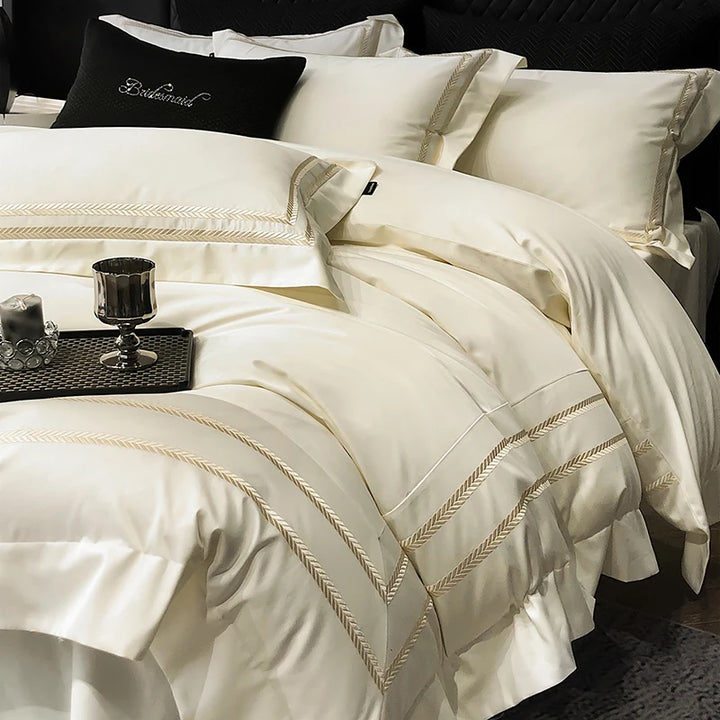 100% Cotton Duvet Cover Set for Queen or King Size – Luxurious Bedding with Elegant Design 0