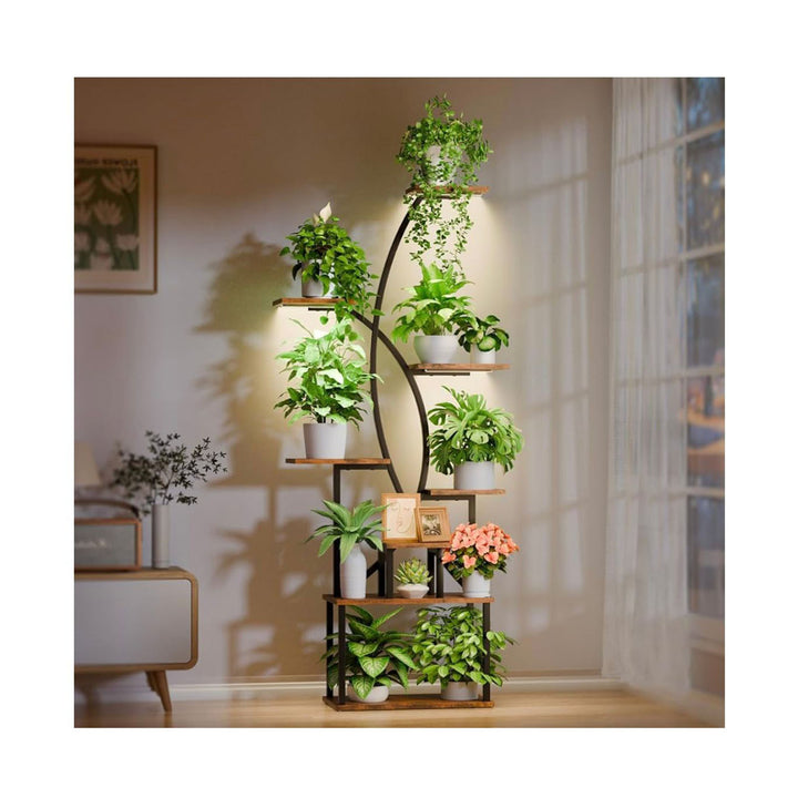 Tall Plant Stand with LED Grow Lights – Stylish Indoor Display for Greenery