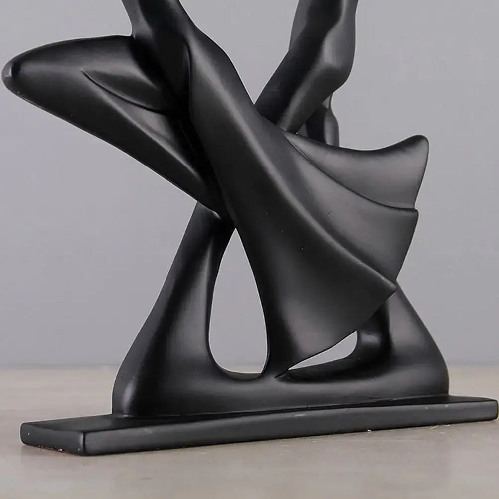 Abstract Dancing Couple Sculpture in Black Resin – Elegant Home Decor for Living Room or Office 3