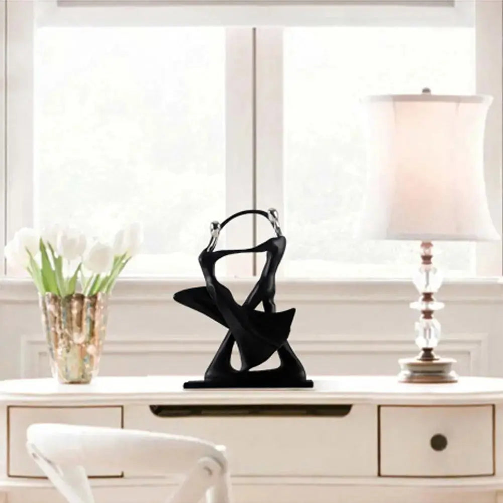 Abstract Dancing Couple Sculpture in Black Resin – Elegant Home Decor for Living Room or Office 5