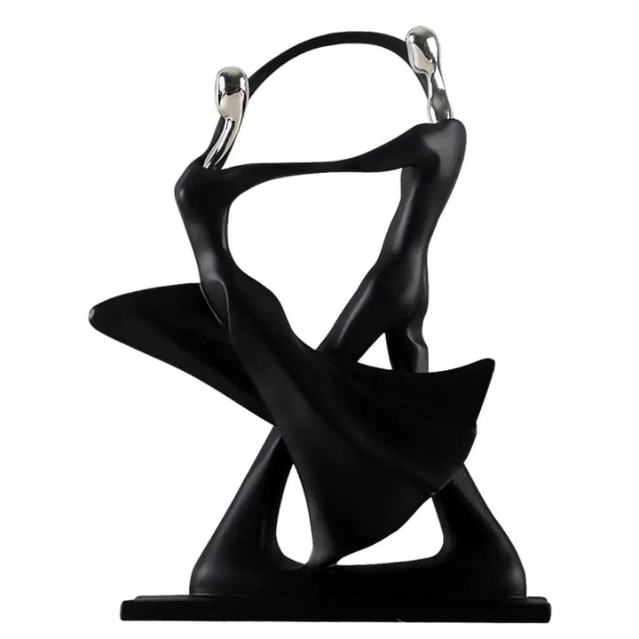 Abstract Dancing Couple Sculpture in Black Resin – Elegant Home Decor for Living Room or Office 6