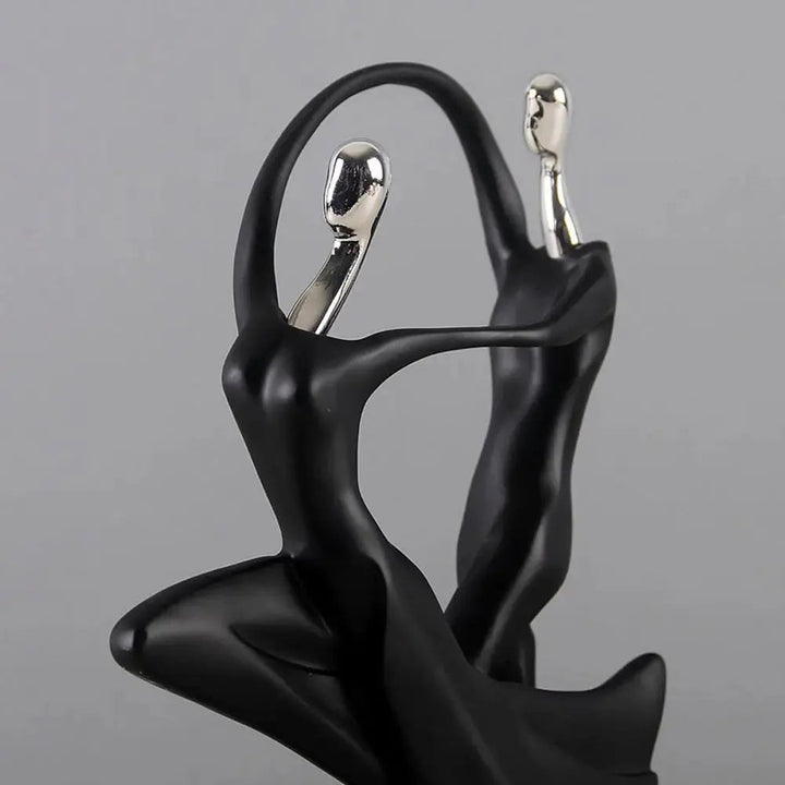 Abstract Dancing Couple Sculpture in Black Resin – Elegant Home Decor for Living Room or Office 7