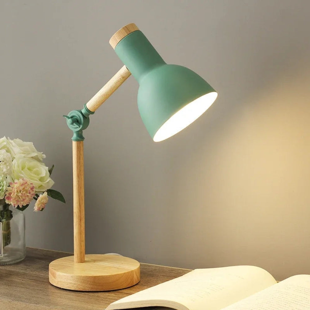 Adjustable Wooden Desk Lamp with Scandinavian Design – Functional Lighting for Home Office or Nightstand 0