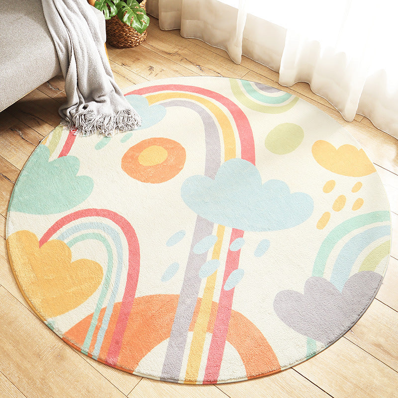 After the Rain Kids Round Rug – Soft and Machine Washable Play Mat for Nursery or Playroom 0