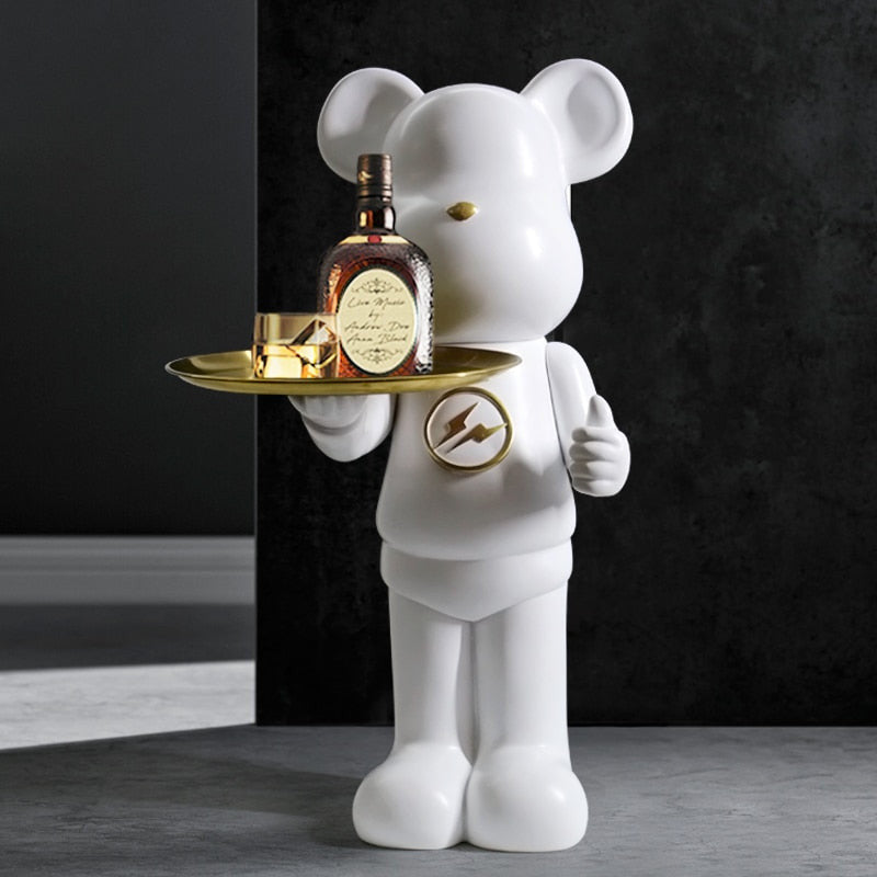 ArtZ® Bear Statue Tray Table – Unique Decorative Piece for Home or Office 0
