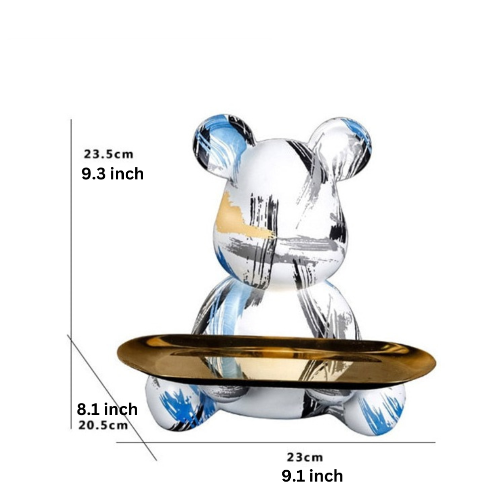 Bear Graffiti Painted Sculpture Table Tray – Unique Decorative Accent for Home or Office 7