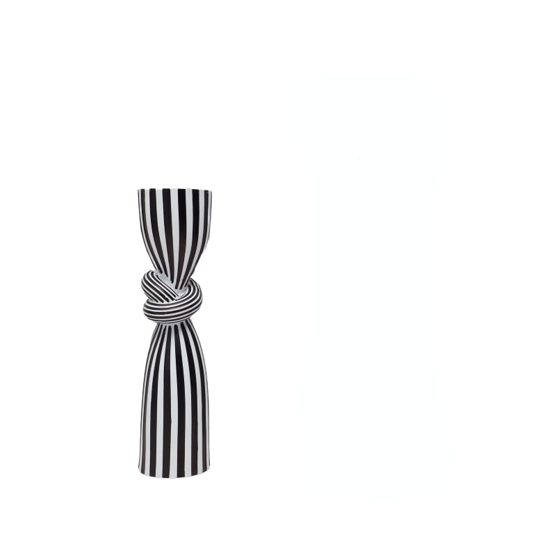 Black and White Striped Candle Holder – Elegant Home Decor Accent 0