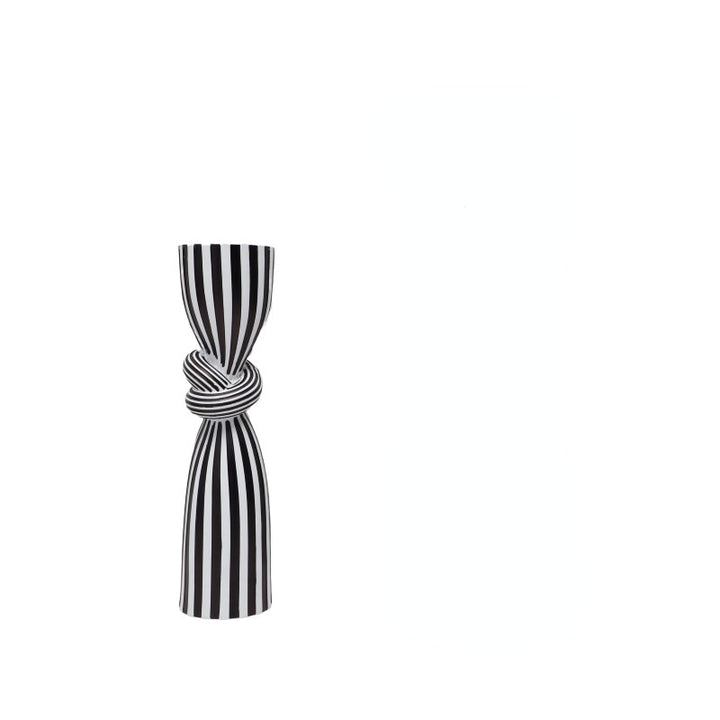 Black and White Striped Candle Holder – Elegant Home Decor Accent 0