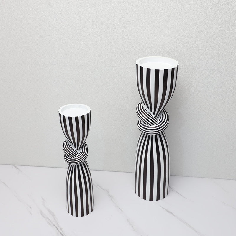 Black and White Striped Candle Holder – Elegant Home Decor Accent 3