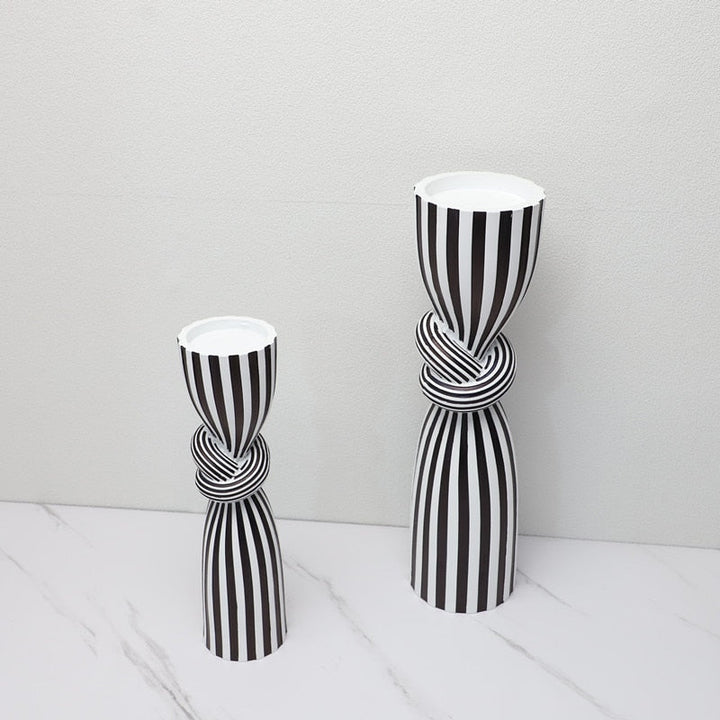 Black and White Striped Candle Holder – Elegant Home Decor Accent 3