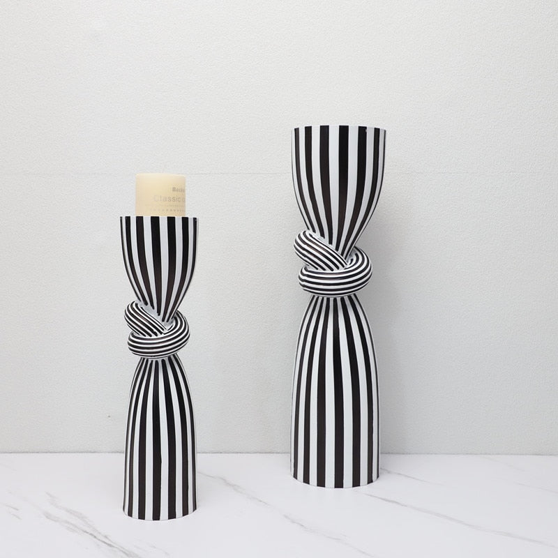Black and White Striped Candle Holder – Elegant Home Decor Accent 5