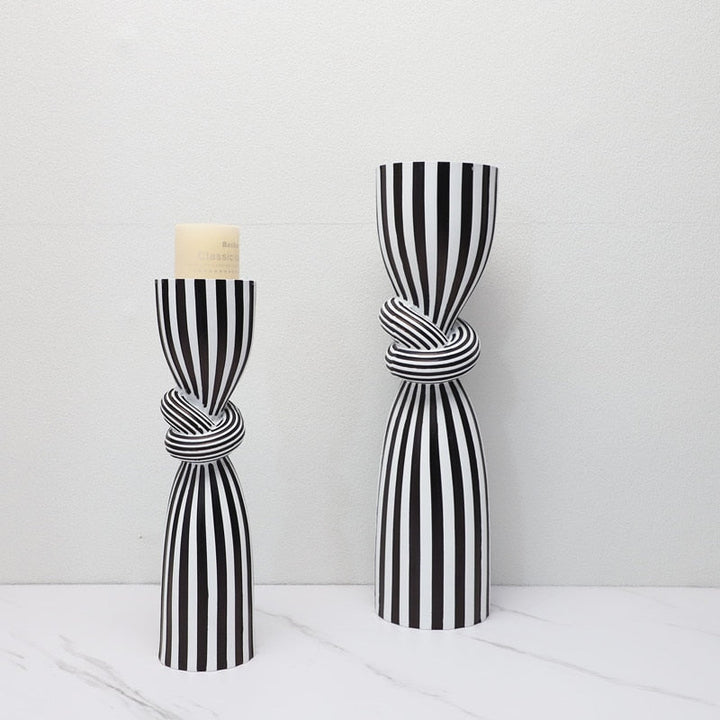 Black and White Striped Candle Holder – Elegant Home Decor Accent 5