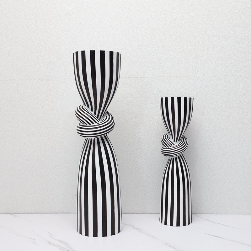Black and White Striped Candle Holder – Elegant Home Decor Accent 6