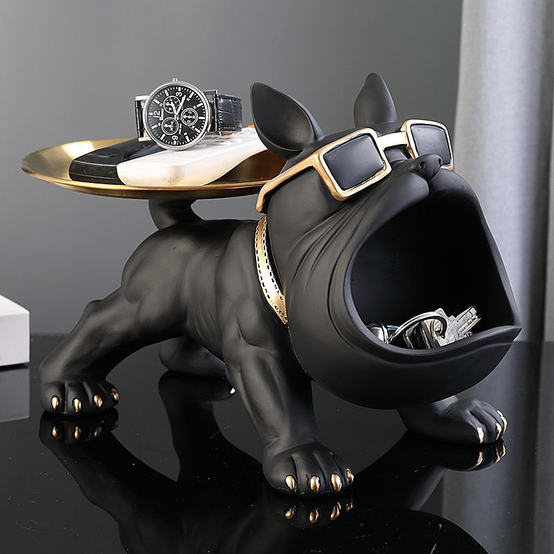 Bodybuilder Bulldog Storage Bin with Metal Tray – Fun Organizer for Home or Office 0