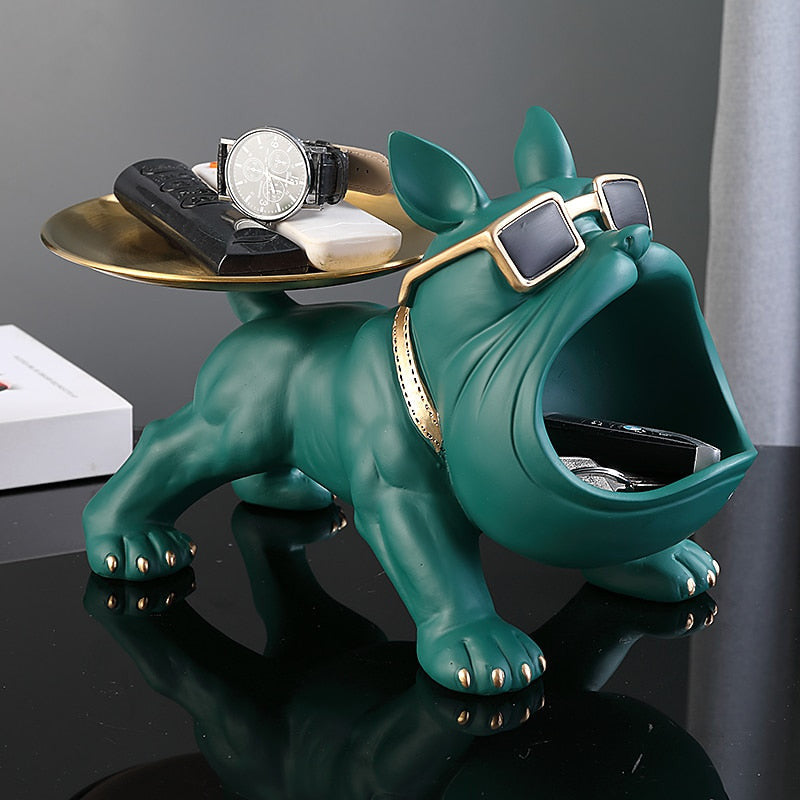Bodybuilder Bulldog Storage Bin with Metal Tray – Fun Organizer for Home or Office 1
