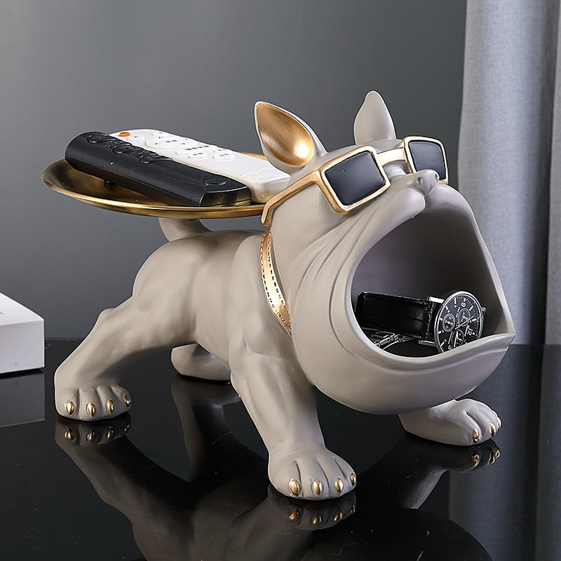 Bodybuilder Bulldog Storage Bin with Metal Tray – Fun Organizer for Home or Office 2