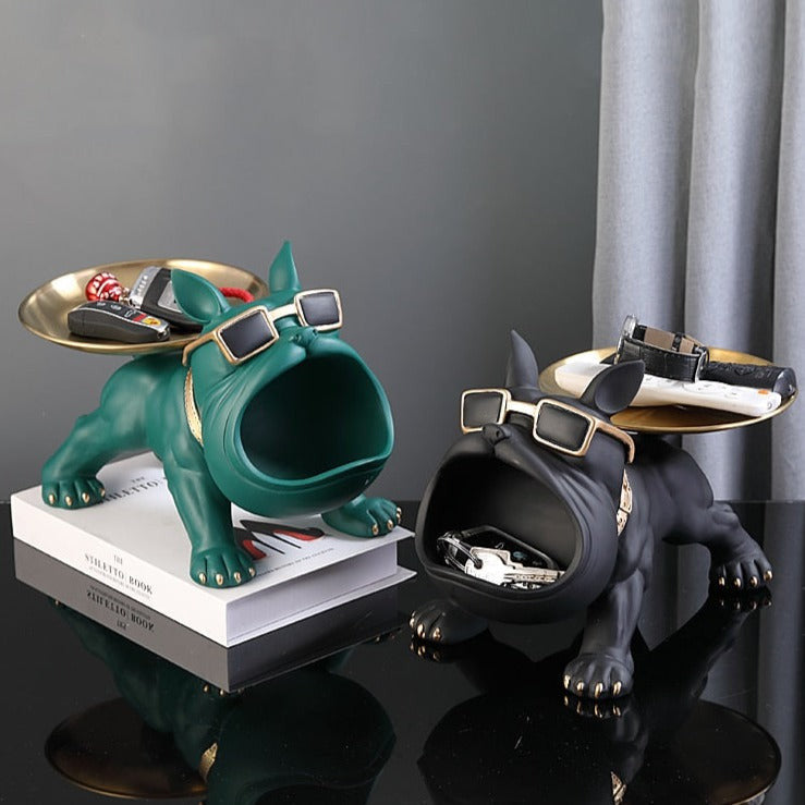 Bodybuilder Bulldog Storage Bin with Metal Tray – Fun Organizer for Home or Office 4