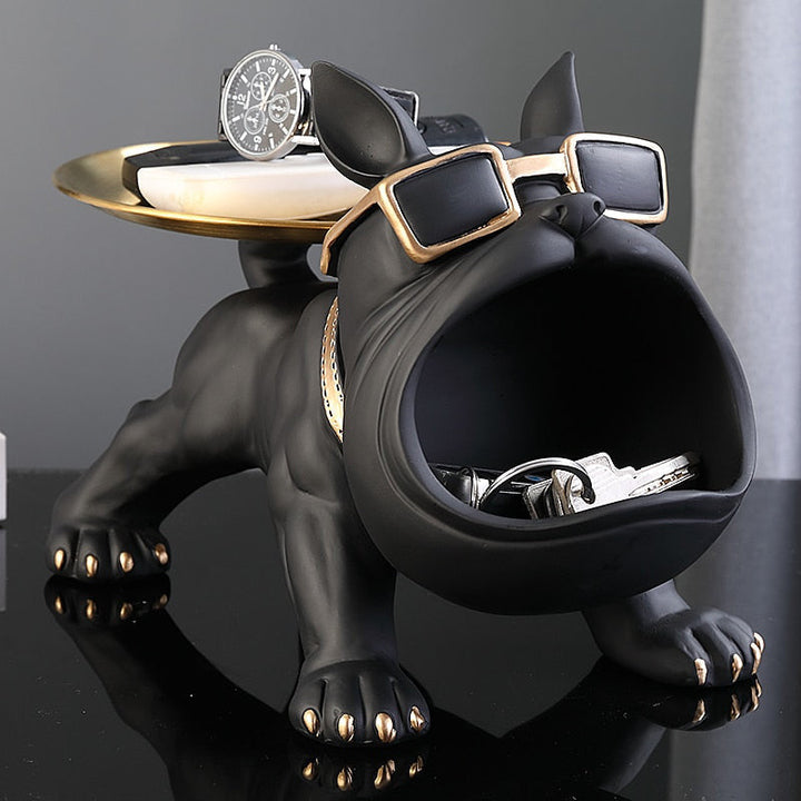Bodybuilder Bulldog Storage Bin with Metal Tray – Fun Organizer for Home or Office 5