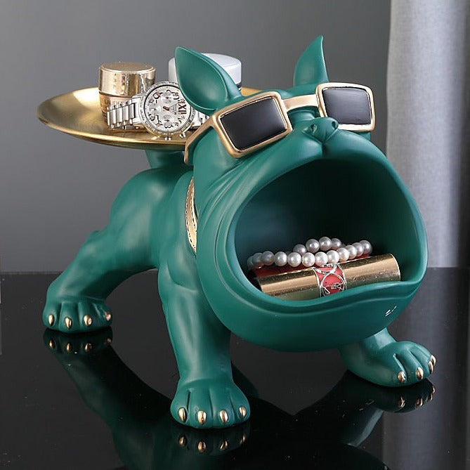 Bodybuilder Bulldog Storage Bin with Metal Tray – Fun Organizer for Home or Office 6