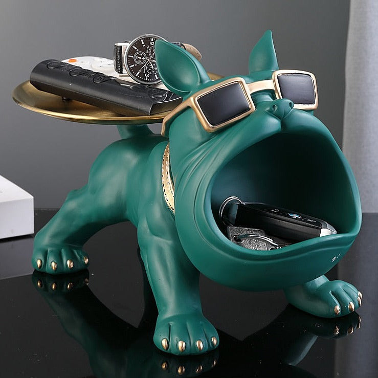 Bodybuilder Bulldog Storage Bin with Metal Tray – Fun Organizer for Home or Office 7
