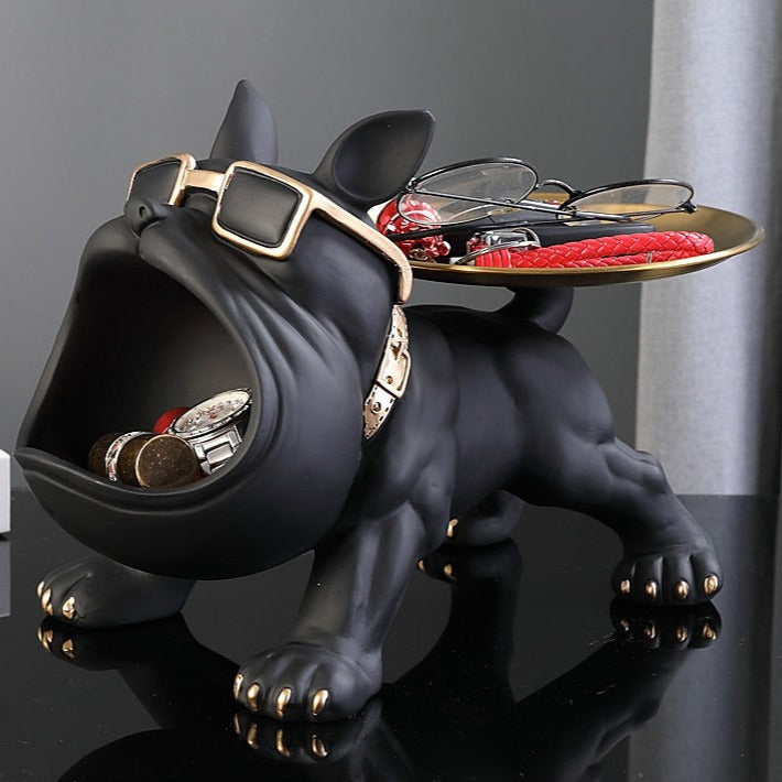 Bodybuilder Bulldog Storage Bin with Metal Tray – Fun Organizer for Home or Office 8