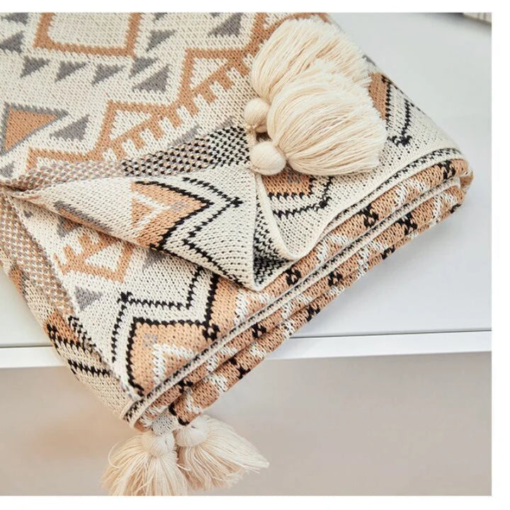 Bohemian Navajo Sun Blanket – Cozy Knitted Throw for Living Room or Bedroom 3