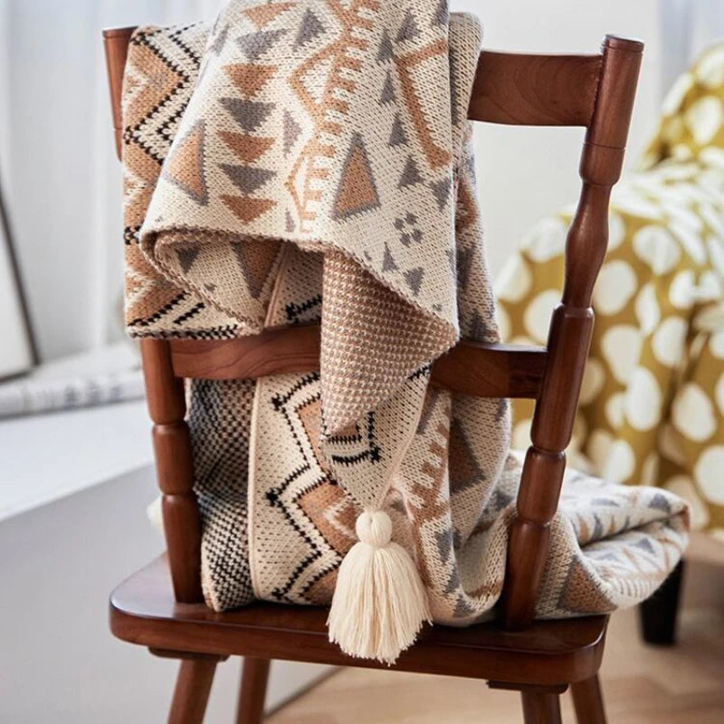 Bohemian Navajo Sun Blanket – Cozy Knitted Throw for Living Room or Bedroom 4