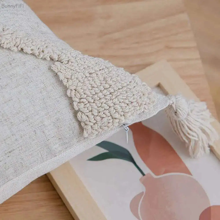 Boho Linen Cushion Cover with Tassels – Stylish Decor for Living Room or Bedroom 4