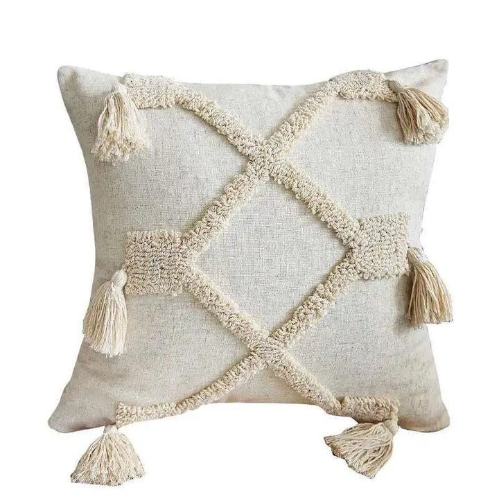 Boho Linen Cushion Cover with Tassels – Stylish Decor for Living Room or Bedroom 7