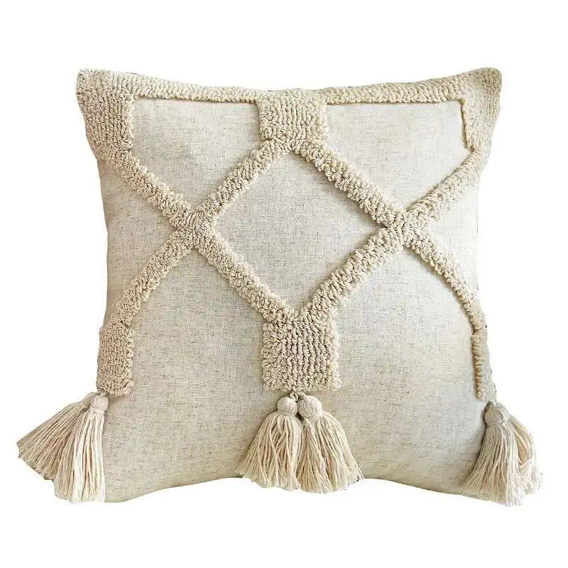 Boho Linen Cushion Cover with Tassels – Stylish Decor for Living Room or Bedroom 8