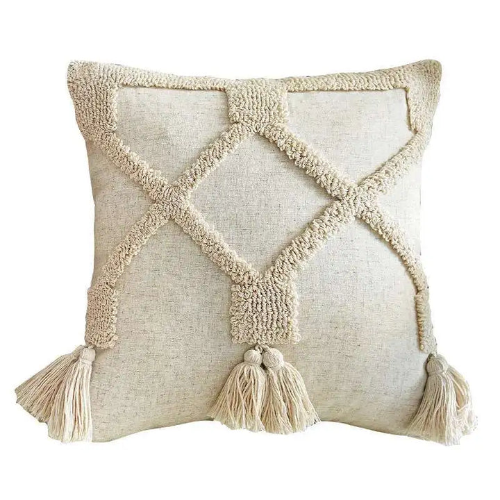Boho Linen Cushion Cover with Tassels – Stylish Decor for Living Room or Bedroom 8
