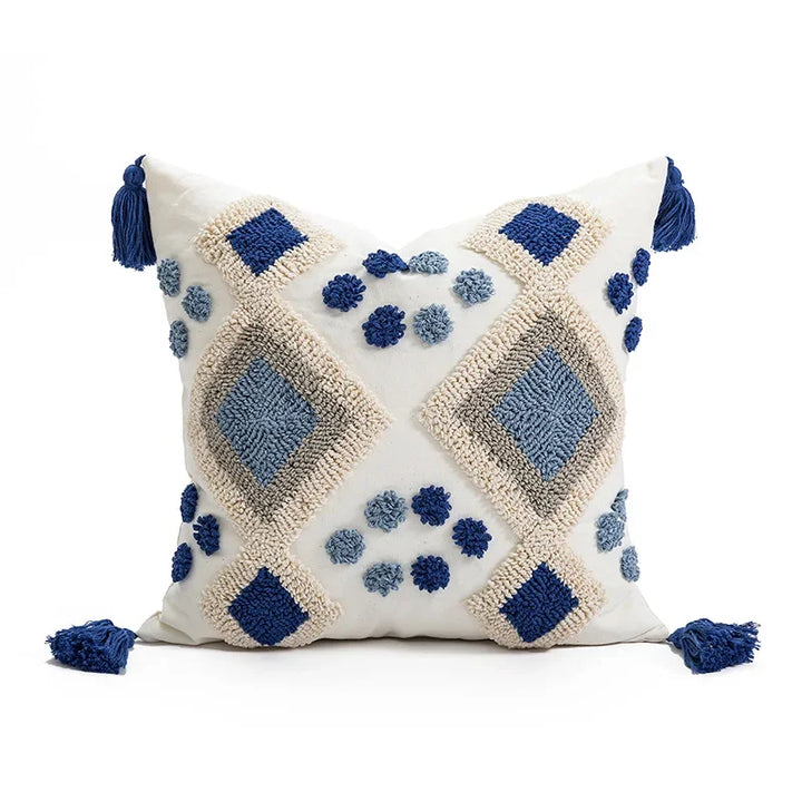 Boho Loop Tufted Cushion Cover – Handmade Cotton Canvas Pillow with Tassels for Home Decor 6