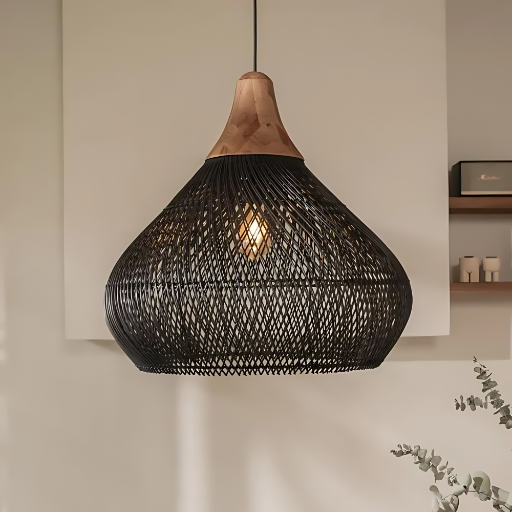 Boho Rattan Pendant Lamp – Artisan Lighting for Cozy Spaces 1