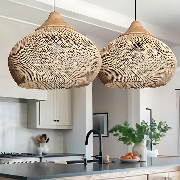 Boho Rattan Pendant Light for Cozy Spaces – Artisan Kitchen Pendant Lighting with Warm Ambiance 4