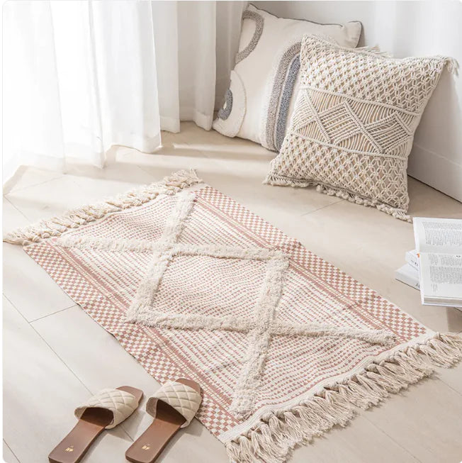 Boho Style Tassel Rug in Geometric Design – Perfect Accent for Bedroom or Living Room 5