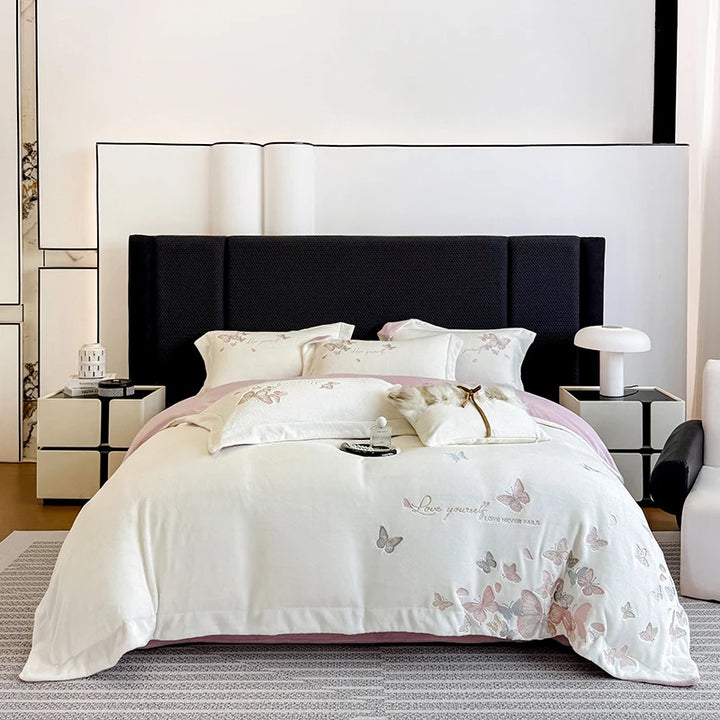 Butterfly Embroidery Velvet Bedding Set – Cozy Duvet Covers and Sheets for Winter Comfort 2