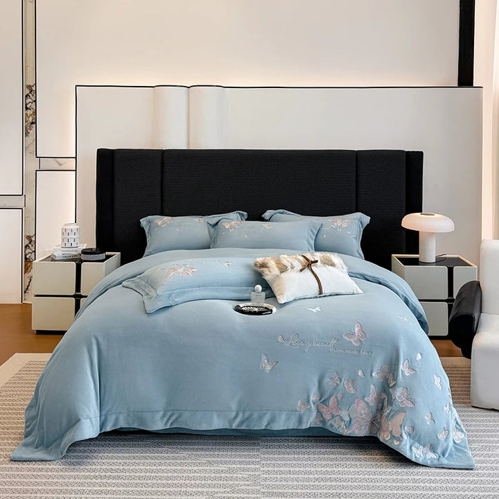 Butterfly Embroidery Velvet Bedding Set – Cozy Duvet Covers and Sheets for Winter Comfort 8