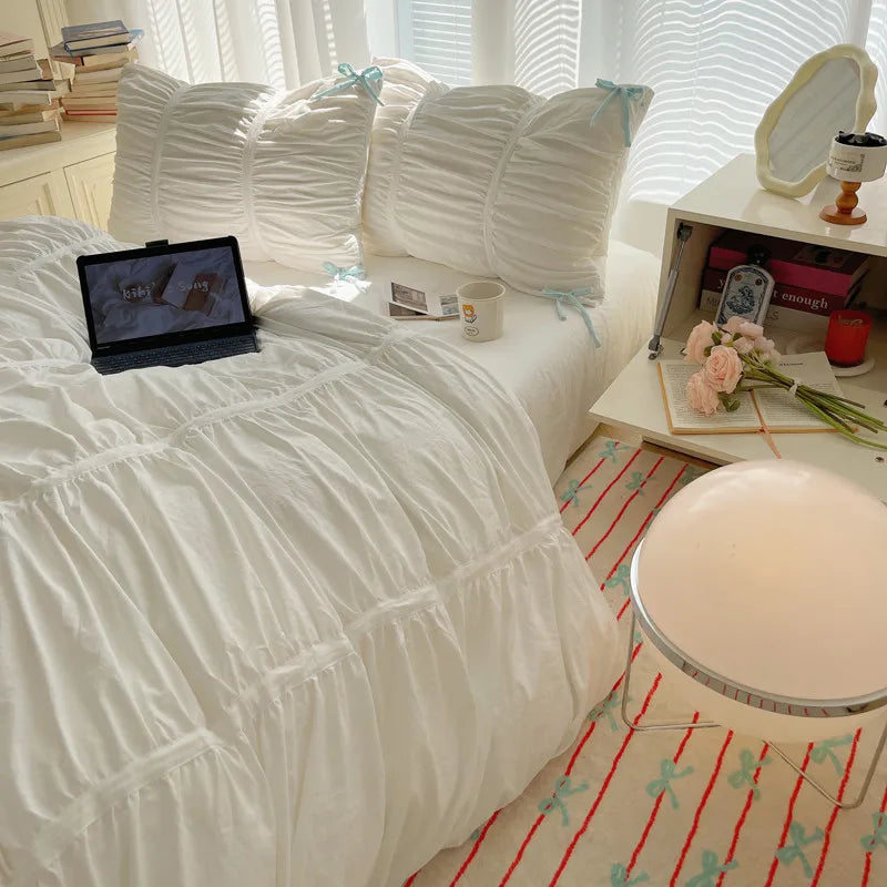 Chic Pleated Bedding Set with Soft Duvet Cover – Elegant Comfort for Twin, Double, Queen, or King Size 2