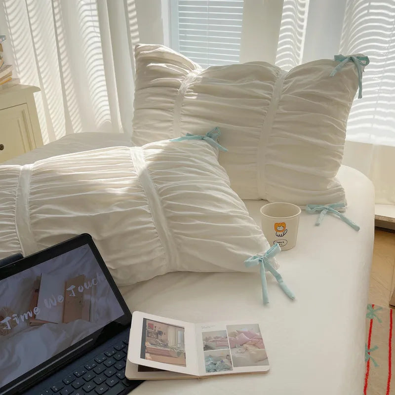 Chic Pleated Bedding Set with Soft Duvet Cover – Elegant Comfort for Twin, Double, Queen, or King Size 4