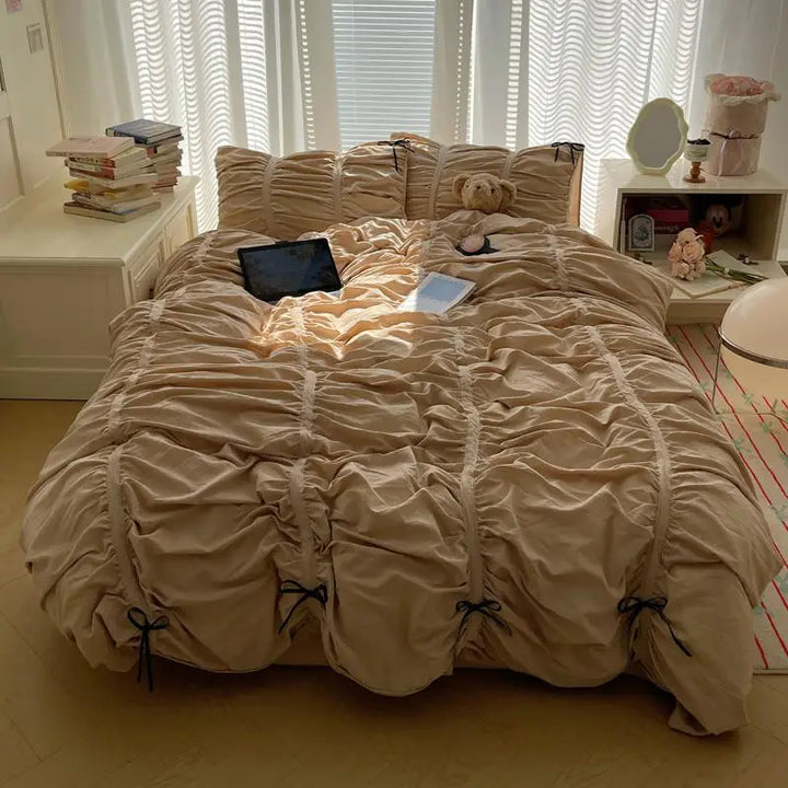 Chic Pleated Bedding Set with Soft Duvet Cover – Elegant Comfort for Twin, Double, Queen, or King Size 8
