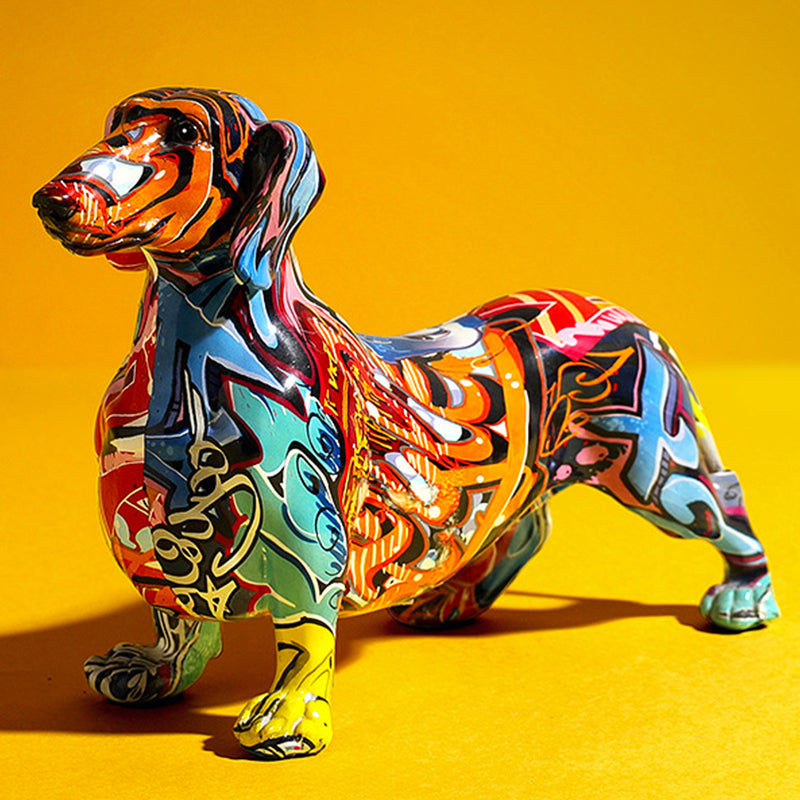 Colorful Dachshund Dog Statue – Unique Home Decor for Dog Lovers 0