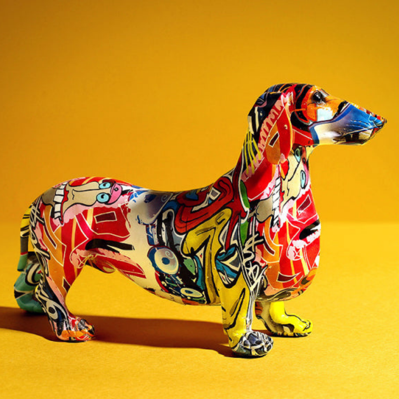 Colorful Dachshund Dog Statue – Unique Home Decor for Dog Lovers 1