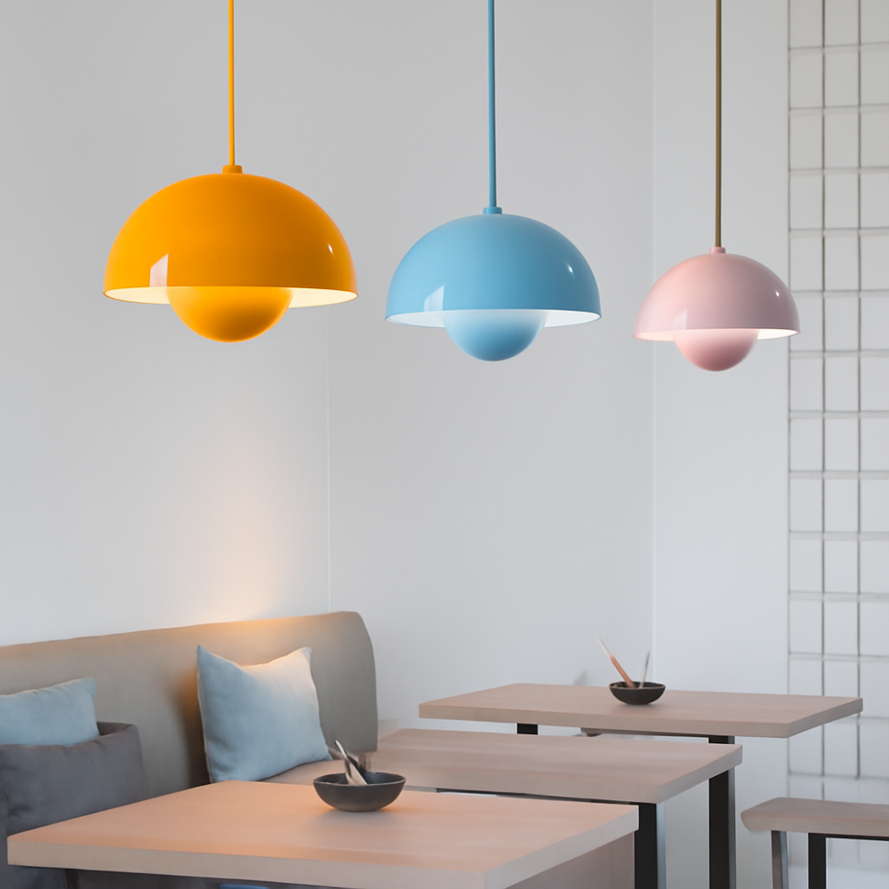 Colorful Half-Circle Chandelier – Modern Scandinavian Lighting for Dining Room or Living Space 2