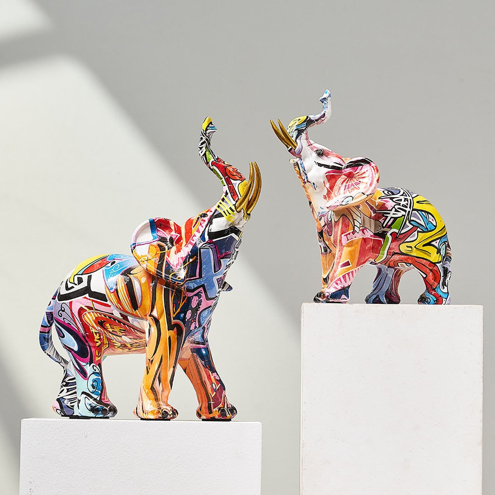 Colorful Nordic Elephant Statue – Unique Art Decor for Animal Lovers and Home Aesthetic 1