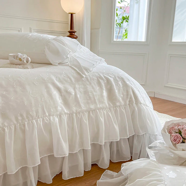 Cotton Duvet Cover Set with Lace Trim – Elegant Bedding for Queen or King Size Beds 2