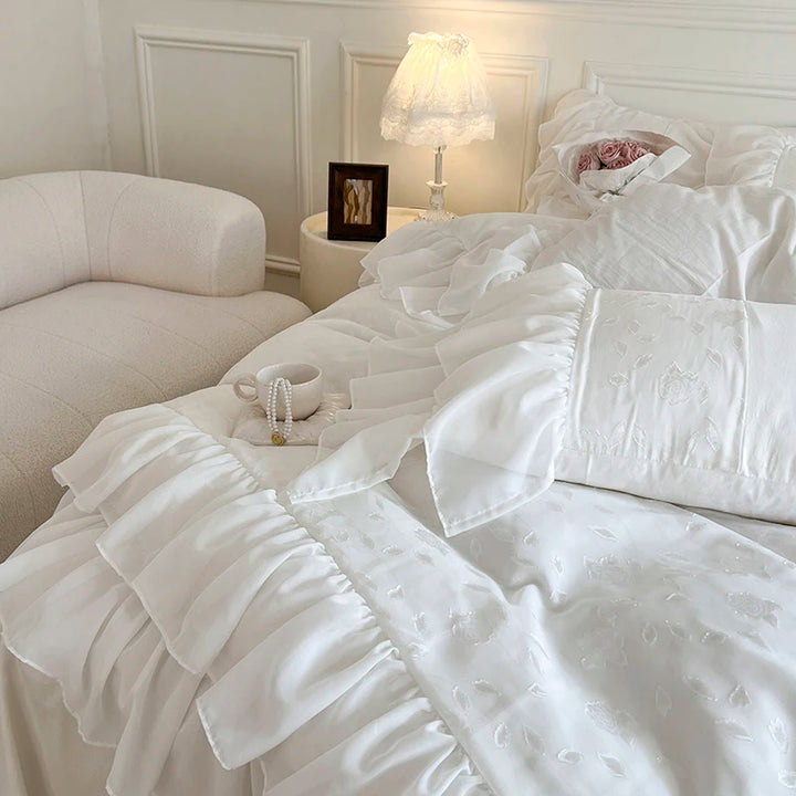 Cotton Duvet Cover Set with Lace Trim – Elegant Bedding for Queen or King Size Beds 3