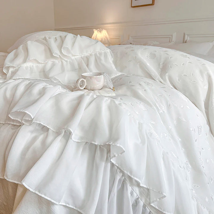 Cotton Duvet Cover Set with Lace Trim – Elegant Bedding for Queen or King Size Beds 4