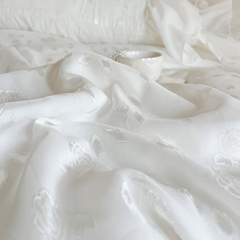 Cotton Duvet Cover Set with Lace Trim – Elegant Bedding for Queen or King Size Beds 5