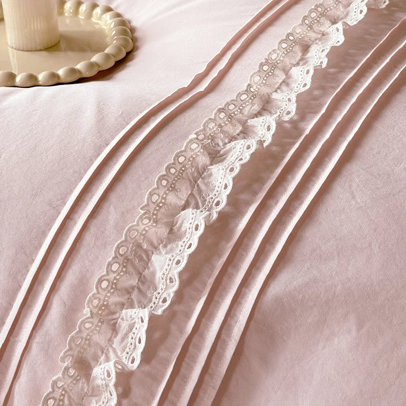 Cotton Ruffled Bedding Set – Elegant Duvet Cover with Pillowcases for Queen or King Beds 3