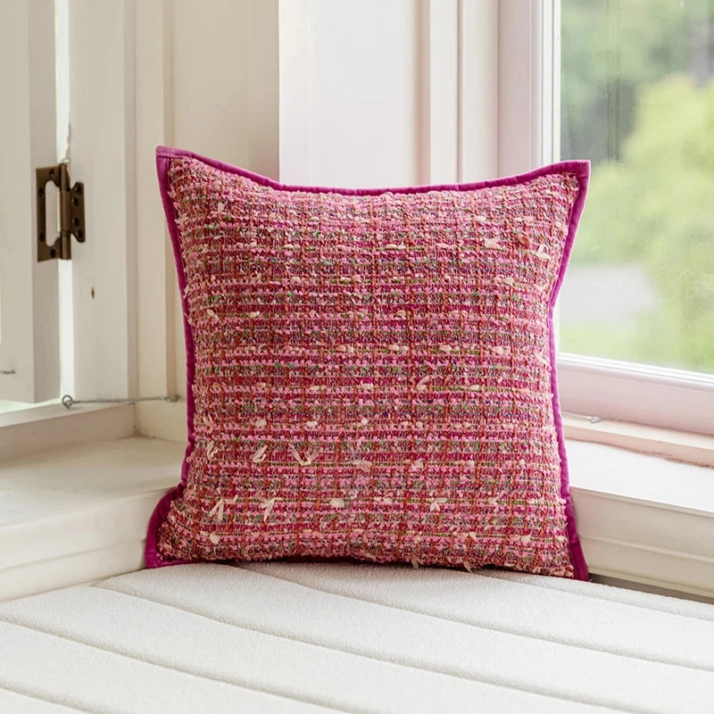 Decorative Pink Jacquard Pillow Cover – Stylish Cushion Cover for Living Room or Car 6